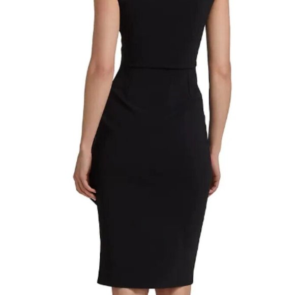 CHIARA BONI LA PETITE ROBE YASU SIDE WRAP KNOT BLACK SHEATH DRESS 46IT/ US 10 - Picture 4 of 8